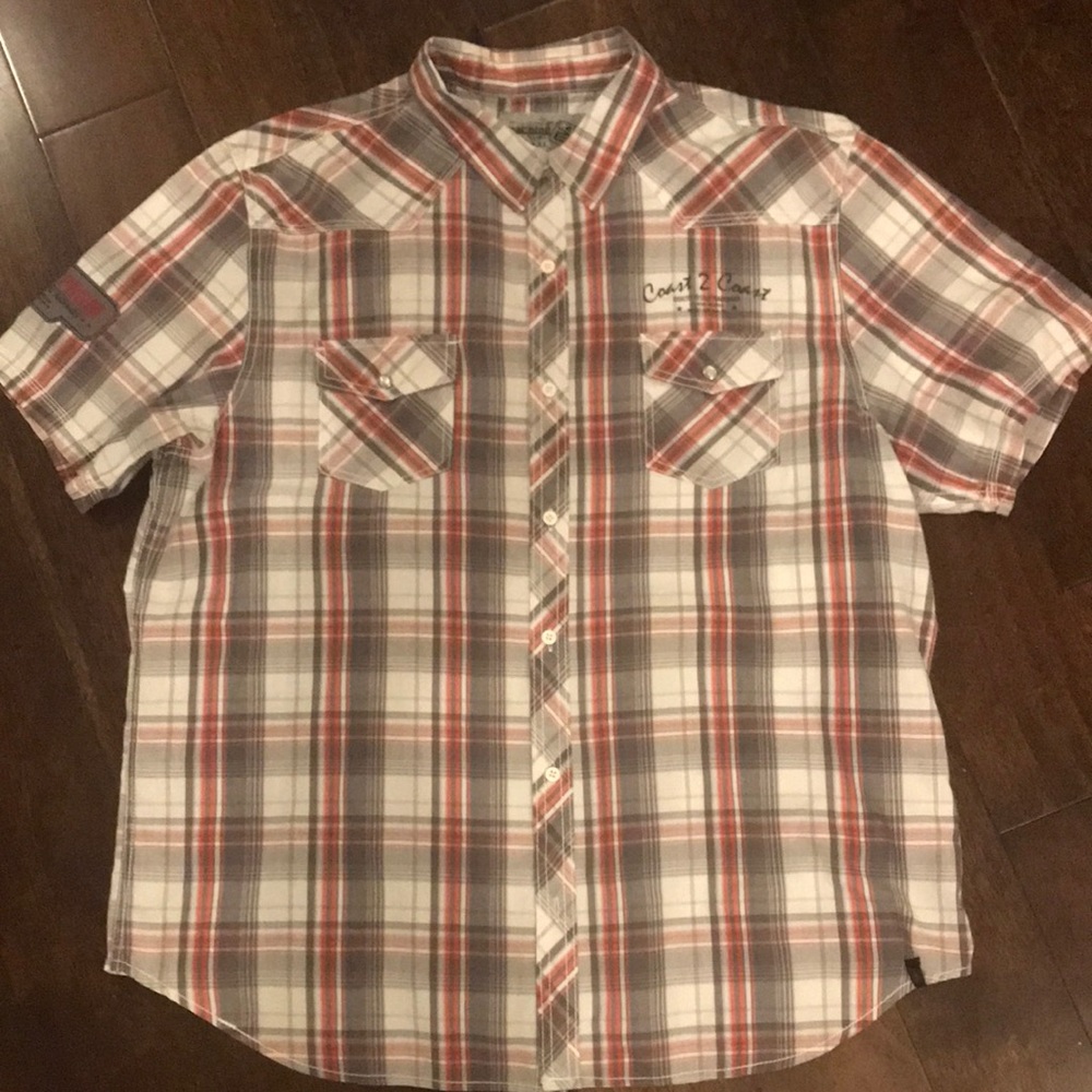 MK Machine Short Sleeve Plaid Shirt Button Down XXL